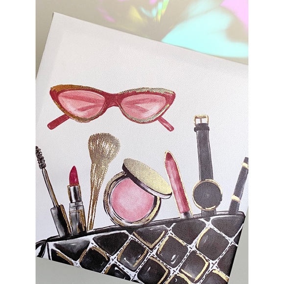 Set of Two Canvases Decor Chic Glam Designer Boss Fashion Gold Metallic - Picture 6 of 7